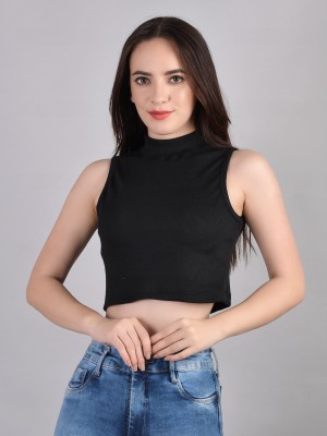 Gronk Casual Solid Women Black Top