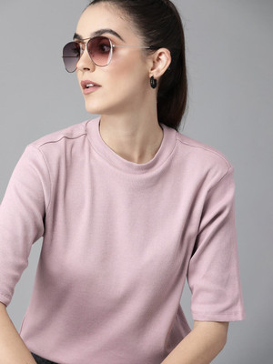 Roadster Casual Self Design Women Purple Top