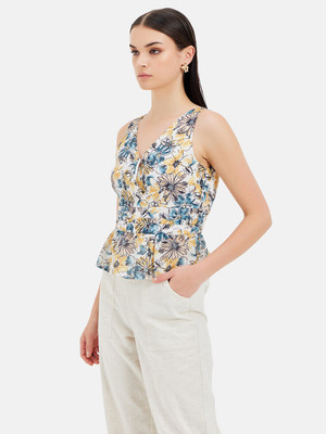 KAZO Casual Floral Print Women Multicolor Top