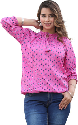 Pittra4ever Casual Printed Women Pink Top