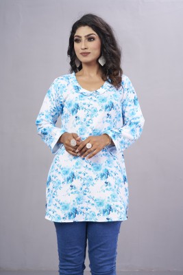 BHAGWATI FAB TEX Formal Printed Women Light Blue Top