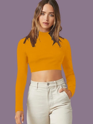 NAVYANKAA Casual Solid Women Yellow Top