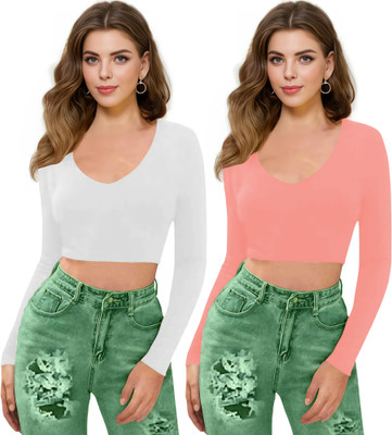 Kashonaa Casual Solid Women Pink Top