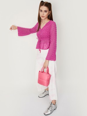 MAX Casual Self Design Women Pink Top