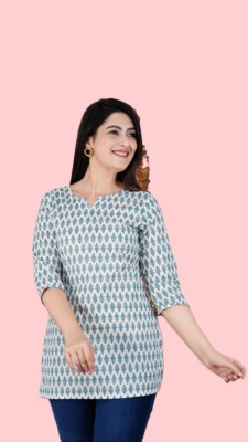 MANISH FASHION Casual Printed Women Blue Top