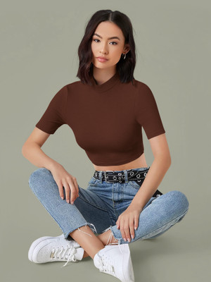 Kashonaa Casual Solid Women Brown Top