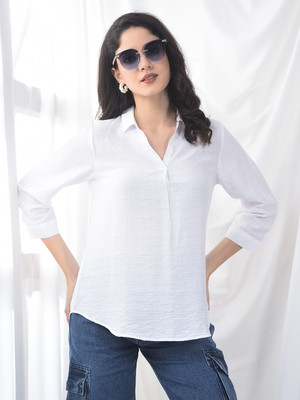 CRIMSOUNE CLUB Casual Self Design Women White Top