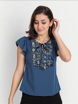 PP Vastram Casual Embroidered Women Blue Top