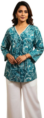Parthasarathi collection Casual Floral Print Women Dark Blue Top