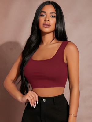 Sollobell Casual Solid Women Maroon Top