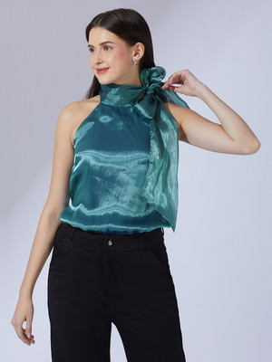 Globus Party Solid Women Blue Top