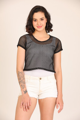 KG Best Collection Casual Self Design Women Black Top