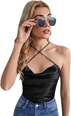 Rattiman Party Solid Women Black Top