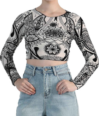 Icw Casual Printed Women Black Top