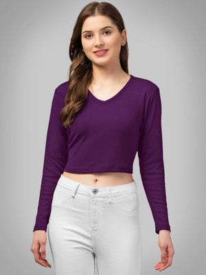 Kashonaa Casual Solid Women Purple Top