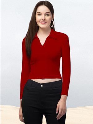 Maheshvi Casual Solid Women Maroon Top