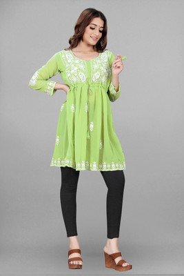 nejadhari tax Casual Embroidered Women Green Top