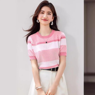 Icw Casual Striped Women Pink Top