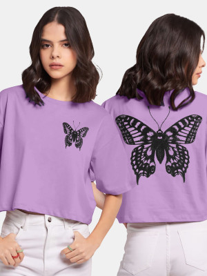 hkCreation Casual Graphic Print Women Purple Top