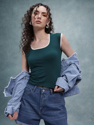 Roadster Casual Solid Women Green Top