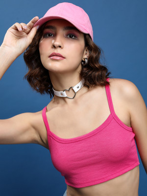 Tokyo Talkies Casual Solid Women Pink Top