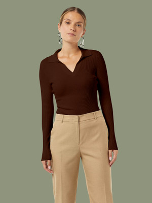 NAVYANKAA Casual Self Design Women Brown Top