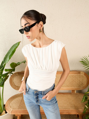 Uptownie Lite Casual Solid Women White Top