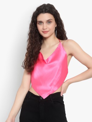 Pyramid Fashion Casual Solid Women Pink Top