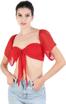 KIYOO Casual Solid Women Red Top