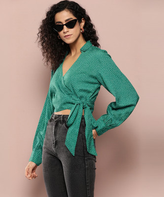 HARVARD Casual Printed Women Green Top
