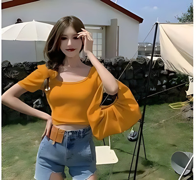 Sovi fashion Casual Solid Women Yellow Top