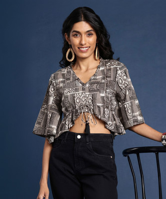 Taavi Casual Printed Women Grey Top