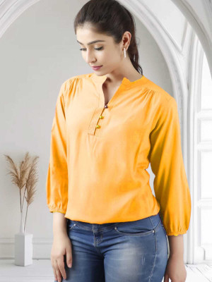 Himanc Enterprises Casual Solid Women Yellow Top