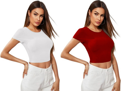 Maheshvi Casual Solid Women Red Top