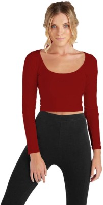 THE BLAZZE Casual Solid Women Maroon Top