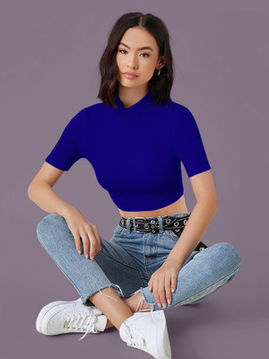 Kashonaa Casual Solid Women Blue Top