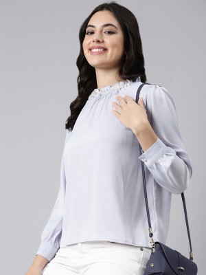 Showoff Casual Solid Women Purple Top