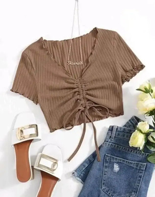 Mcgluwa Casual Solid Women Brown Top