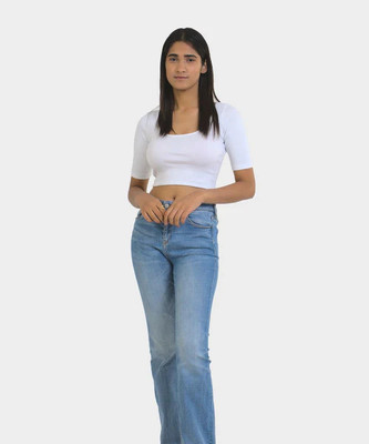 Siyara Casual Solid Women White Top