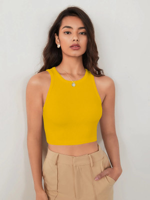 METRONAUT Casual Self Design Women Yellow Top