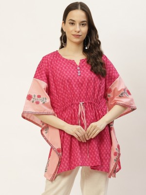 FABRIC FITOOR Casual Printed Women Pink Top