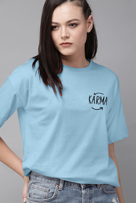 hkCreation Casual Graphic Print Women Light Blue Top