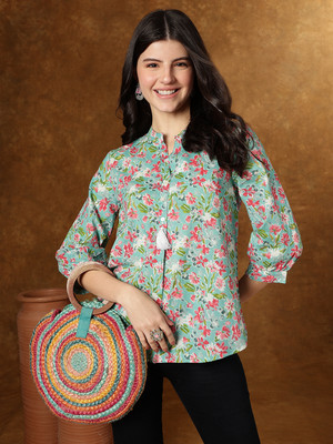 Janakdulari Creation Formal Floral Print Women Multicolor Top