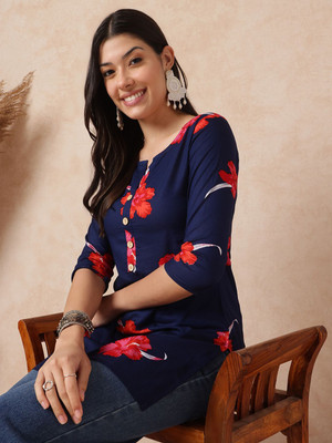 Janakdulari fashion Formal Printed Women Blue Top