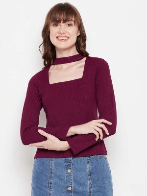 MADAME Casual Solid Women Maroon Top