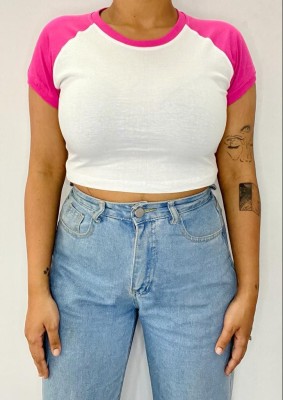 Body Concept Casual Color Block Women Pink Top