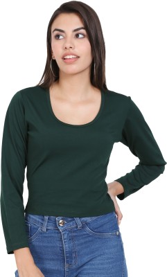 MPitude Casual Solid Women Green Top