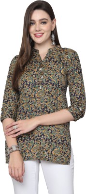 Rajnandini Casual Floral Print Women Blue Top