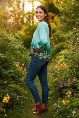 progreto Casual Printed Women Light Blue Top