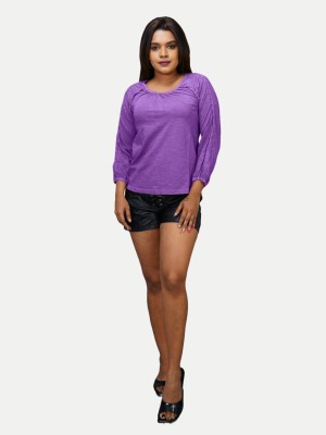 radprix Casual Solid Women Purple Top